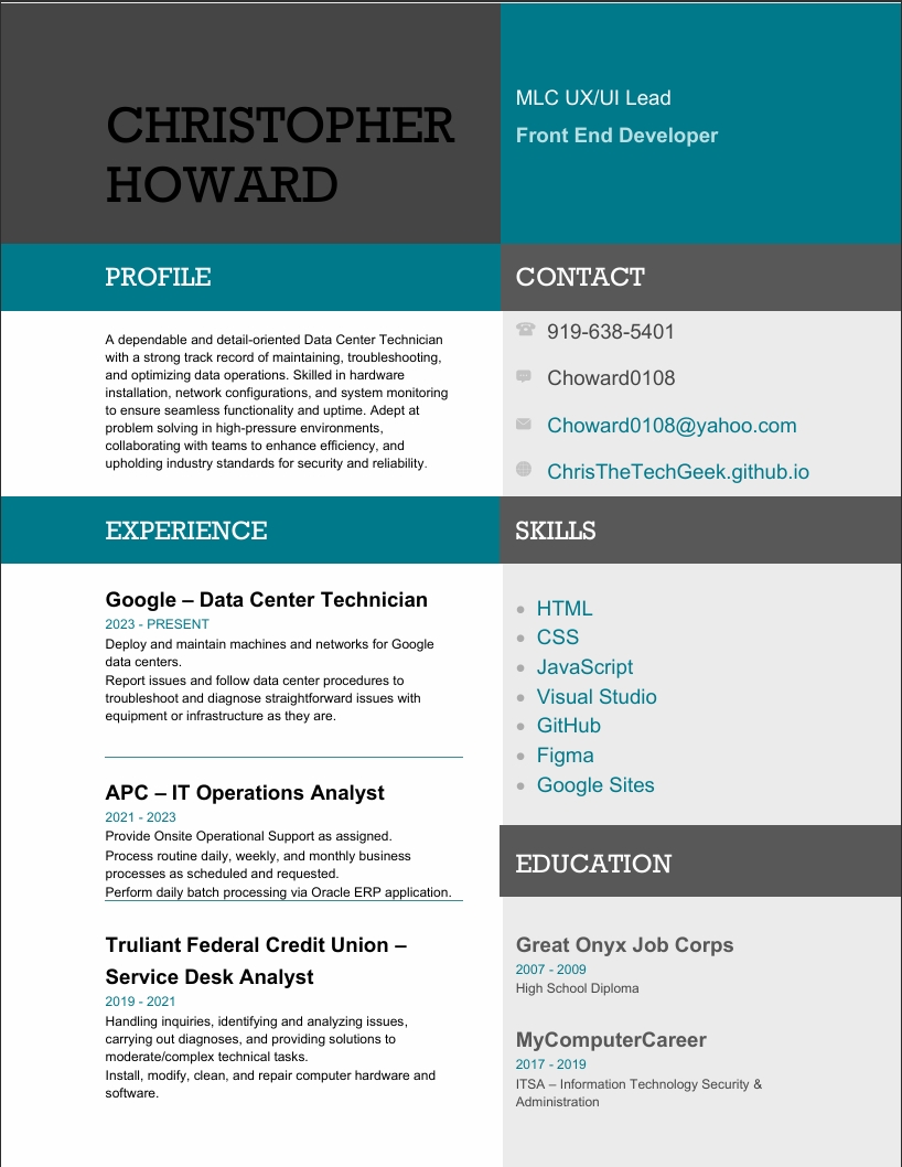 Christopher Howard's Resume